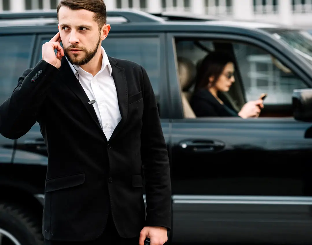 Security guard at car